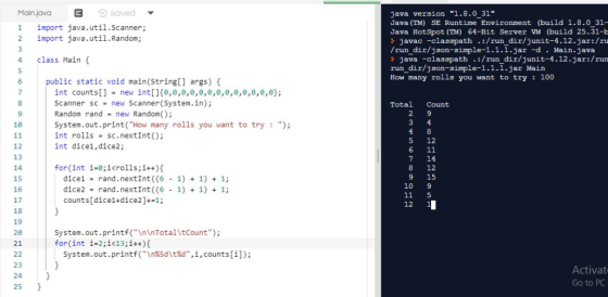Main.java E saved 1 import java.util.Scanner; 2 import java.util. Random; java version 1.8.0 31 Java (TM) SE Runtime Enviro