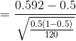 0.592 -0.5 *0.5(1-0.5) 120