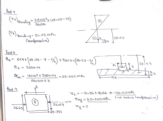T) Bendino = 509X106x (28069-13) endung 580514 (4) Bendiup=51035 mpa . Compressive) 28.69 Part 8 Pre = 6x4x(28.69 - 4-6/2) +