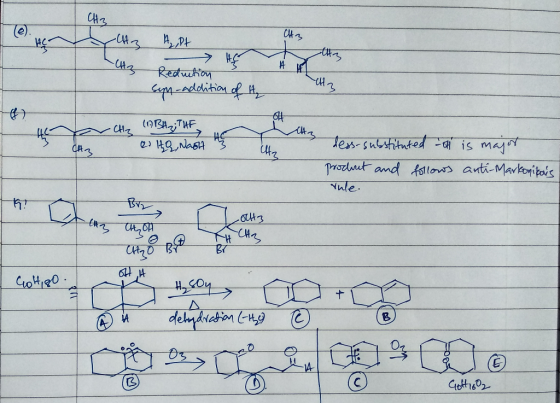 Uz itz Apt Reduction Supp-addition of h Che (DBH₂; THE 2 149 Nash 3 dan 3 13 dess-substituted it is major product and follows