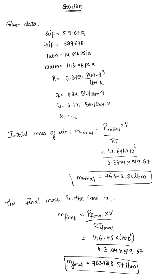 Solution Given data, 60p - 519.67R 7oºf - 529.67R. latm = 14.696 psia Toatm= 146.96 psia R = 0.3704 Psia-H3 (bM-R. Op= 0.20 B