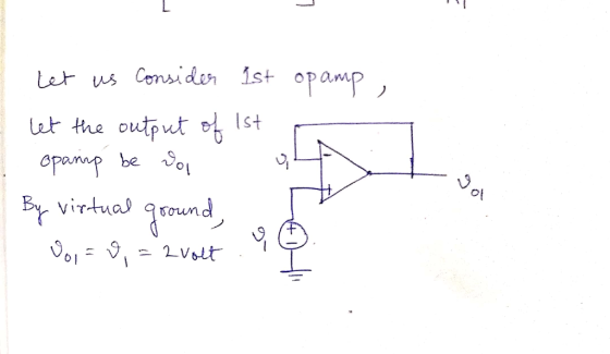 Let us Consider Ist opamp ut the output Opanp be o Ist Byvirtuas