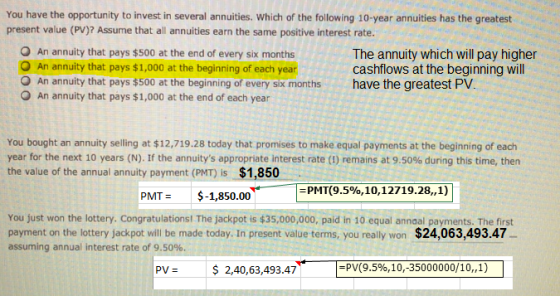 You have the opportunity to invest in several annuities. Which of the following 10-year annuities has the greatest present va