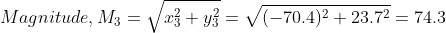 Magnitude, M3 = V.23 + y} = (-70.4)2 + 23.72 = 74.3