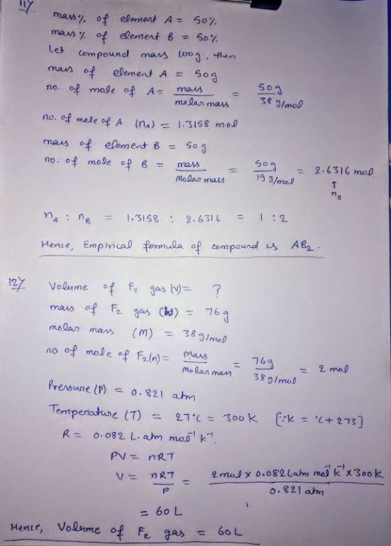 masy of elernent A mas y of element B 50% Lompound mas loog ten mas o Let element A = maus no. of mole of A- 3e 3/mo malan ma