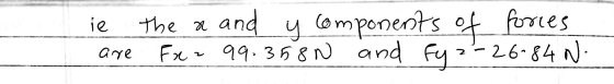 ie the a and y components Fx = 99.358N and fy 2-26-84 N. of forces are