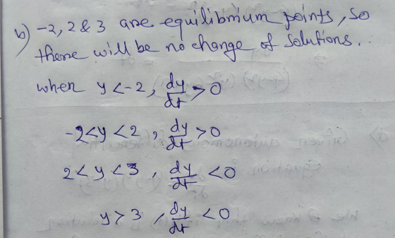 6-2, 2 & 3 are equilibrium points, so there will be no change of solutions. when y4-2, dy a -22Y<2 oso 22 y 23, d4 0 973, d7