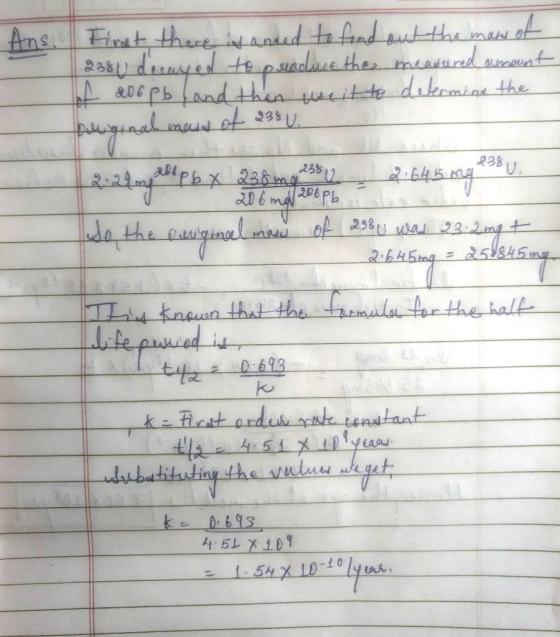 eepb and thea iite daleemia the 238 238 238 y do the a 2 { : 54 x 10-10 lyus. ens