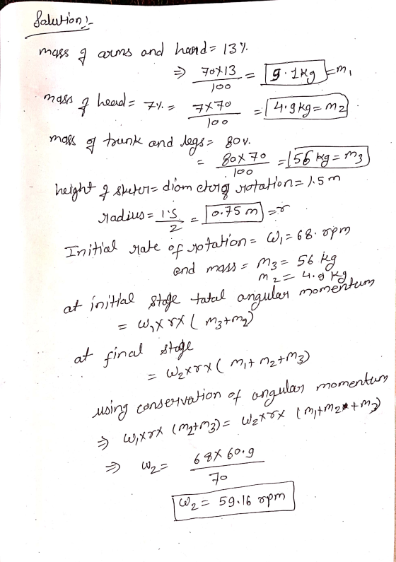 Solution is 100 74- Xto 100 mass 7 arms and hard-13% -70713 - 19.1kg Jm moss of head= 74 - 7*70 = 14 g kg = m2). mass of trun