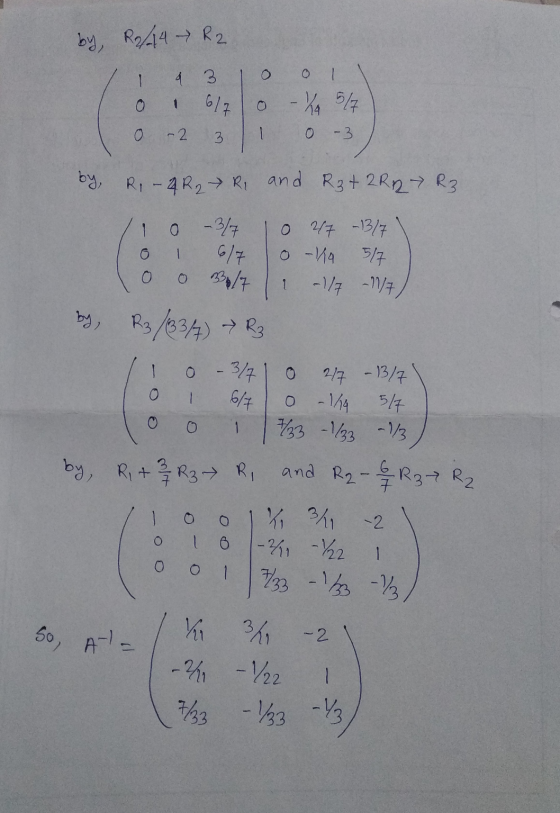 by R2/14 - R2 11 4 3 1 0 0 1 1 1 0 1 6170 - kg 5/7 1 0 -2 3 1 0 -3. by by Ri - 4 R₂ R₂ and R3+ 2 Rp Rz / 0 – 3/7 10 27 -1327