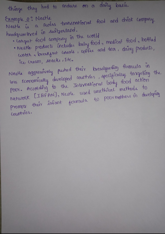 things they had to endure on a daily basis. Example 28 Nestle Nestle u a swiss transnational food and drink company headquart