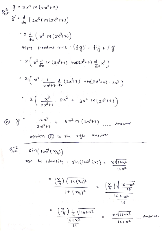 we port y = 2x2 in (2x*++) ye ( 23° (11(2xº++) as en el punt in (2*++)) Appry product sure : (fog) = fig + fog -2* 10 (22++