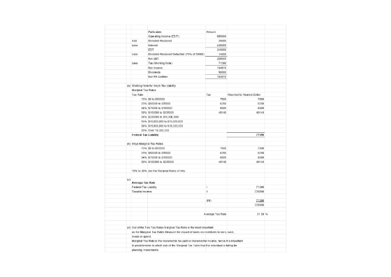 Amount 650000 Add Less 430000 Particulars Operating Income (EBIT) Dividend Received Interest EBT Dividend Racalved Daduction