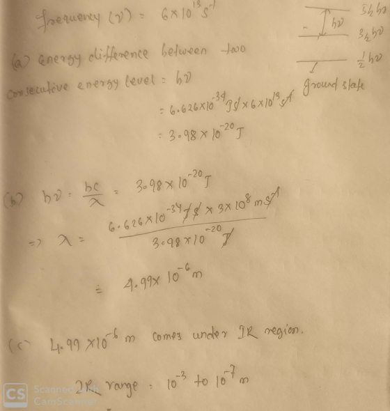 3460 frequency (V) - 68 10 st 360 Žho 6 Energy clifference between two consecutive energy level = 60 ground stafe = 6626x103