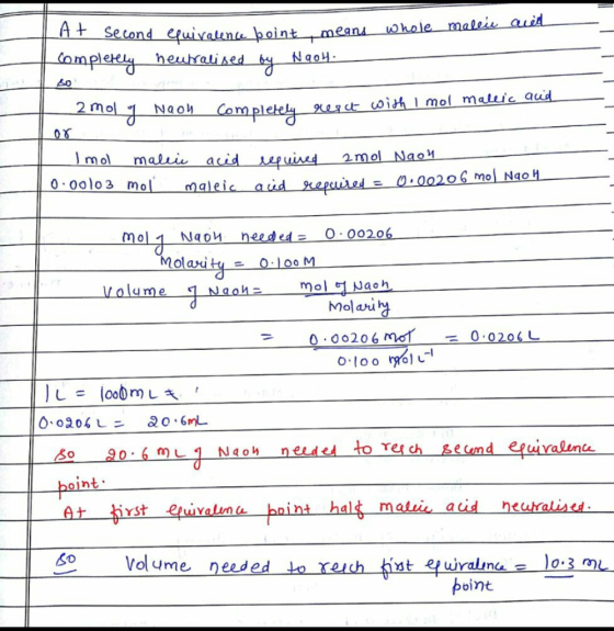 At second equival auld I Second equivalence point means whole mallu completely neutralised by W2044 2 mol y Naon completely r