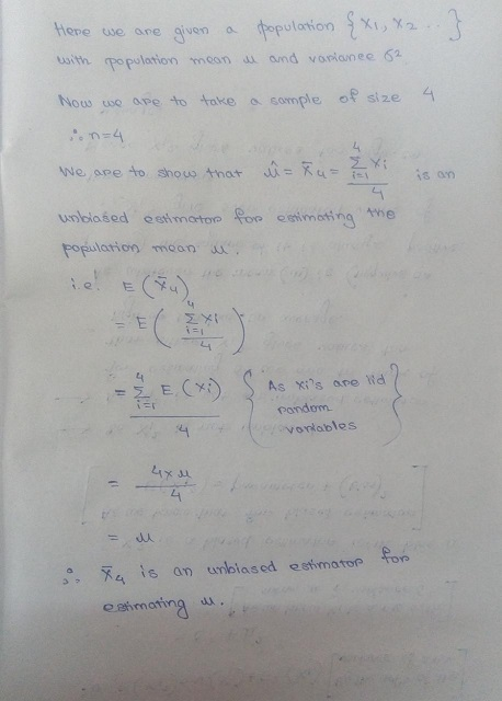 Pprarionxi, Here we are gven and vonianec 62 with population meon Now wo are to take a somple of size Ru- We ape to shous tha