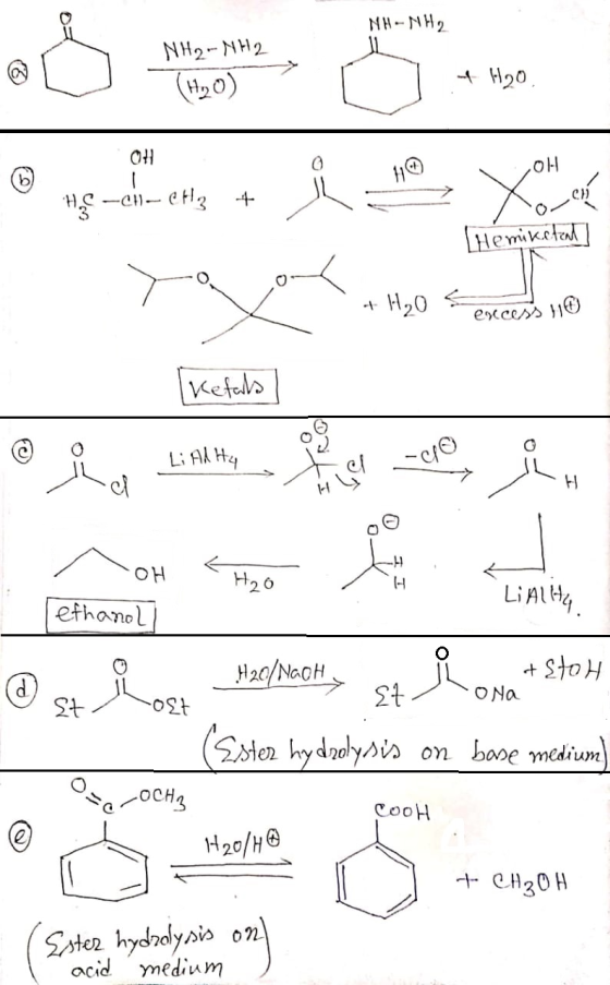 NH-NH2 NH2NH2 (H20) + H20, OH LOH | HC-01 – 4 Fl3 + Hemiketent + H₂O = excess o - [ketals @ia Li Flateyes -cre, in LiAlly . [