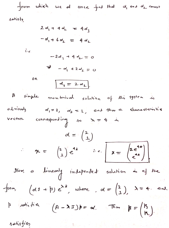 from which we at once find that d, ond d must satists, 2d, +42 4dg -d, +6% = 4 d₂ lie -22, + 4 dy = 0 - di +222 = 0 On d = 22