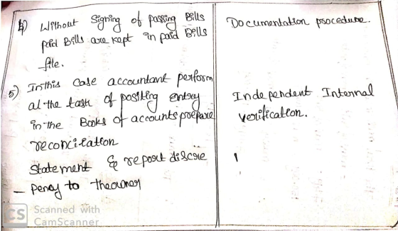 Documentation procedure. Internal #2 Without Signing of parking Bills pard Bills are kept an paid bills file. ) In this case