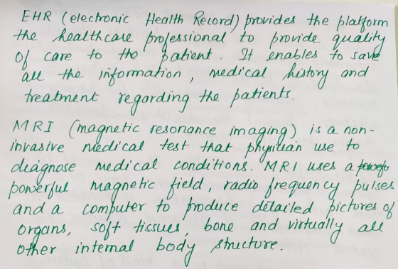 EHR (electronic Health Record) provides the platform the health care professional to provide quality of care to the patient.