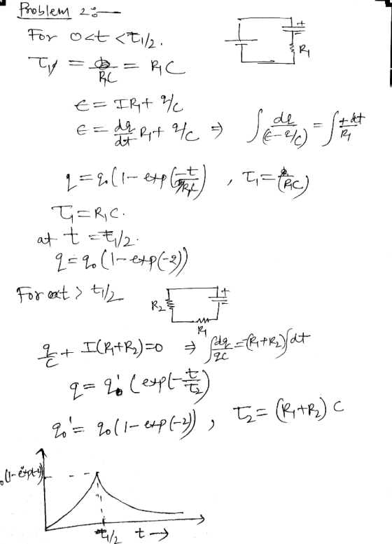 - Problem 28 For oct <t1/2. Ty = = RC E=IRt E = d t 46 7 Sede - St 2=841-64 GB), T, CRC) T=R, C. at t = 8/2. 9=2. (1-44p(-3))