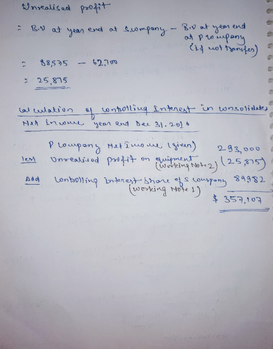 Unrealised profit - BN at year end at Scompany - Big at year and at prompany (it not Hansfer) = 88,535 - 62,700 2 25,875 of i