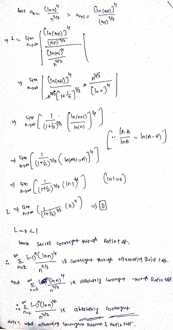 is convergent through alternating series to 4 ५ (Inn) (inches) 15/3 anta (Mosh 4 Cincota = 4m (641) 57 جل -۸ Ctool 5/3 tim |