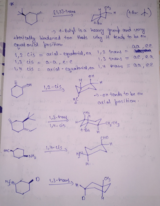 t-Bu う-AAyA is a hoary grout ovd veny ter cally indartad too Hats ut tend to loo. ou 1,3 cis a-a , e-e 1,3 a ae,eo !,2-cis -o