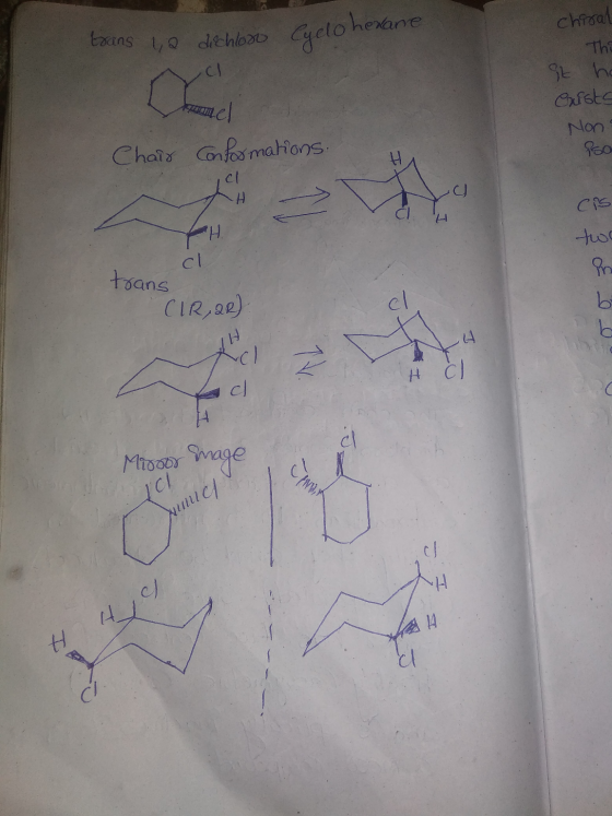 trans 12 dichloro chiral cl Thi St ho Crists Non rel Chair Conformations. Po cl Н cis two H. cl In trans CIR, OR) el b b .cl