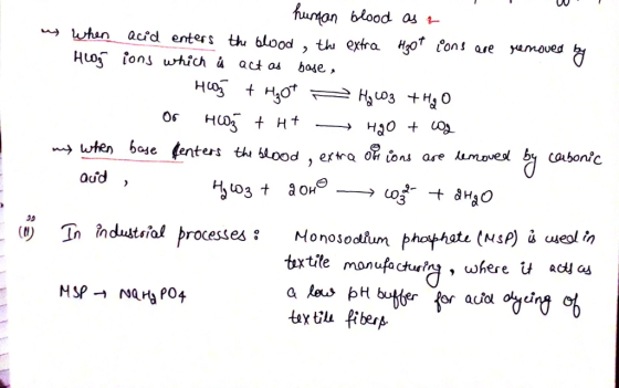 human blood as a in when acid enters the blood, the extra H3ot ions are removed by HOğ ions which is act as base, 1 4603 + H₂