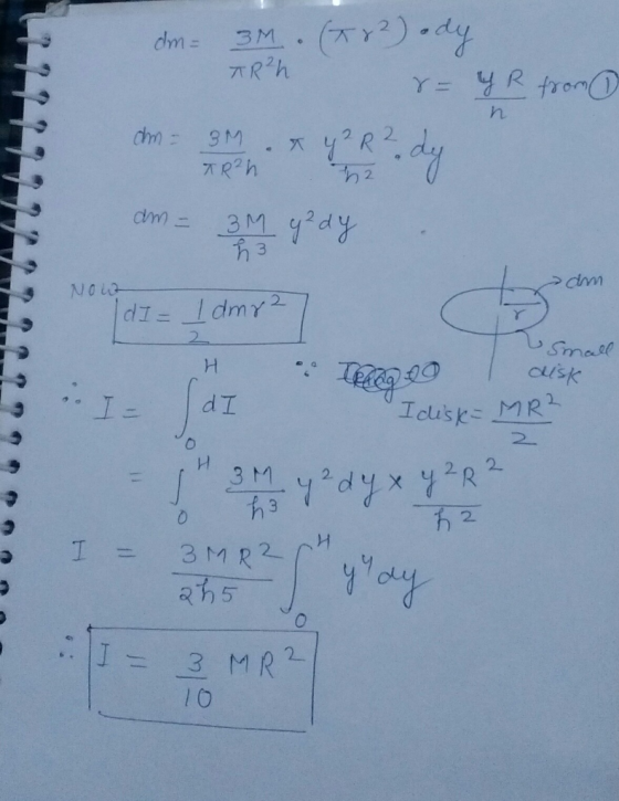 dm = 3M. (782) ody TR²h = YR from om - 3M TR²h X Y Z R2 112 am= 3M qzdy am- aam Now Small . lat dI . Tergoo I aisten Idiska