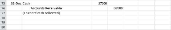 37600 31-Dec Cash Accounts Receivable (To reord cash collected) 37600