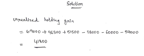 Solution unrealized holding gain = 69000 + 496300 + 51500 58000 - 60000 52000 41800