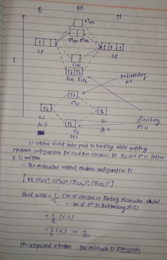 UN + 7 62PX Antibonding TI2R 12P2 ma Bonding m.o AO I MO is orbital do not take part in bonding while waiting electronic conf