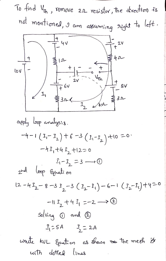 not mentioned, I am assuming right to left. To find Virthremove 22 resistor, the direction is + 4V 2V + + mw or 402 + + lov V