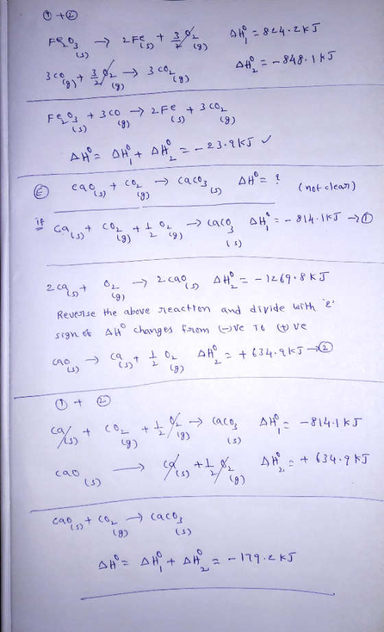 0 + FRO 300 g + 2 2Fe + 3 y 300 t = 8.4.2 kJ t = -848. 1 kJ 300g) (9) (9) Feb + 3 co - 2Fe + 3 co. is 19) () (9) AH AH + AH =