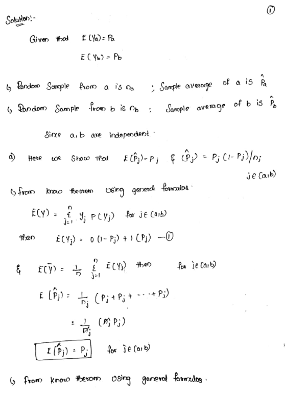 Given the flYa):Pa ondono Sample Aom a sSample aveoe of a iS Pa Saople avernge of b is A Sirxe a, b ae independen