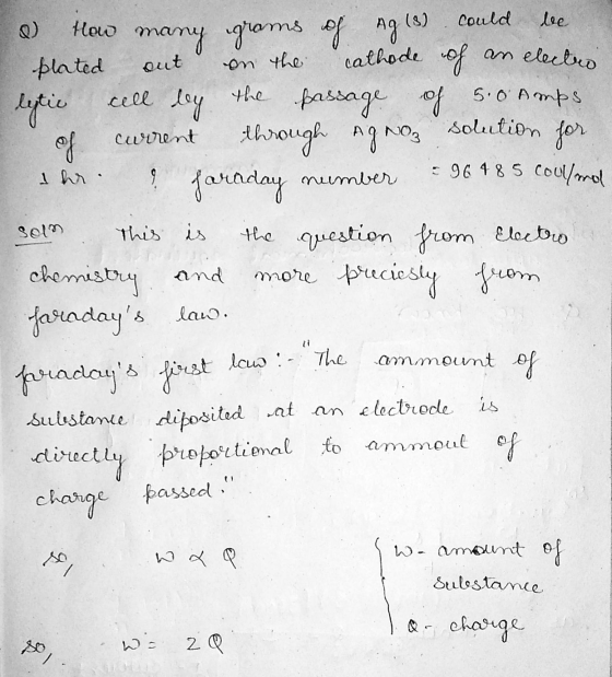 ve out on the cathode an electro of cell day the passage current of AgNO3 Ihr ? number How many grams of Ag (8) could plated