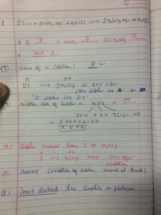 Dare! Page: 1 25.632 + 24NO2 (aq) + 420 (l) - 242503 (ap) +N,og - 2 (CI 4₂ SO₂ ? a s. 2 a N20 6. HNO 1 value of n Celection)