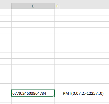 16779 24603864734 PMT(0.07,2,-12257,,0) :