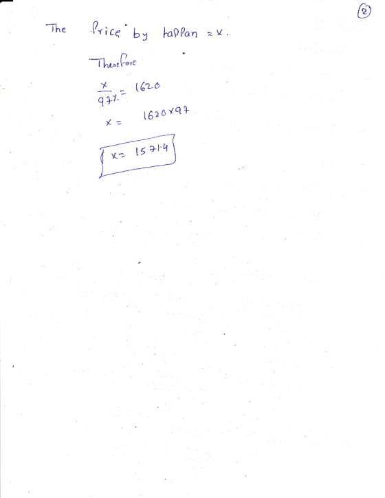 The -aplan =x. Therefore = 1620 . 62 6 x - X 15714