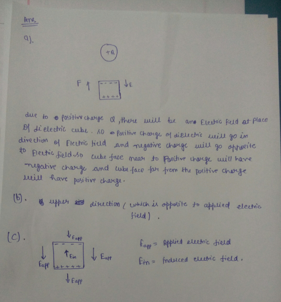 a) ヤ4 due to 이osİtivy change q that Luill bl one ElebaG Rudat, place 刖di eletric cubi . AD ePaitive chaugo 어 dìEli chi liuugo