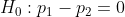 Ho: p1 - p2 = 0