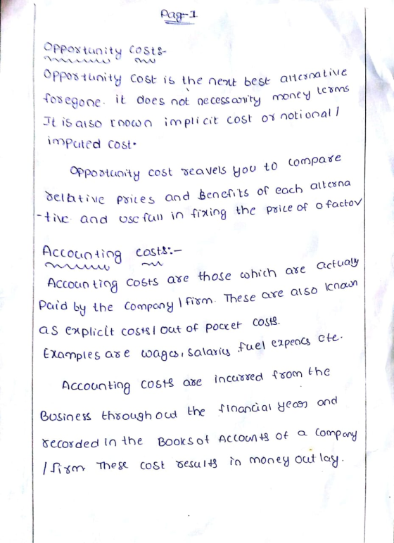 Arg1 Opportunity costs ne nenit best alternative Opportunity cost is the nent best allo foregone it does not necessarity mone