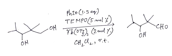 OH Phio (1.3 eq) TEMPO (5 mol %) rb (OTA); (2 mol %) CH₂C, rit. CHO 애