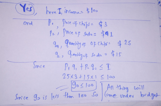 (Yes, here I income $100 end Po Price of chips = $3 Pes Proce of soda = $91 a Granhly of of chips- $25 92, quently up to da 2