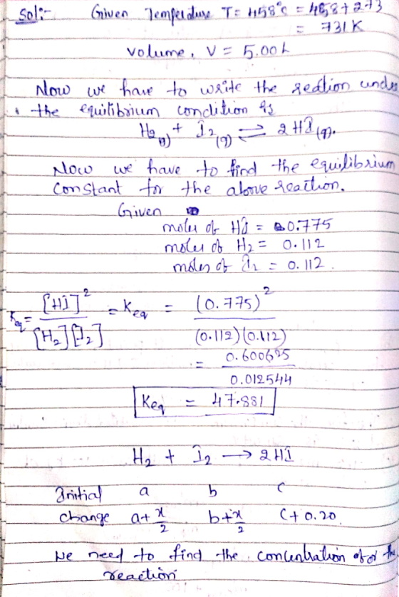 Solo Given Temperature T+ 158°C = 15872:13 - 220K volume, VE 5.00€ Now we have to write the seation under In the equilibrium