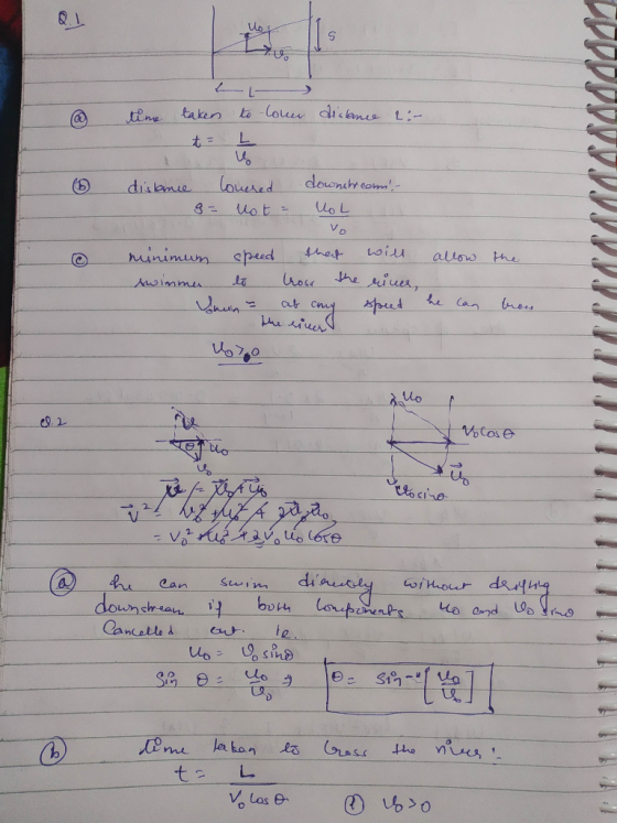 lor. @ time dialance taken t = to low L 6 distince lovered 8= lot = downstream, UOL VPDDWYWYXXXVII vo @ the minimum speed th
