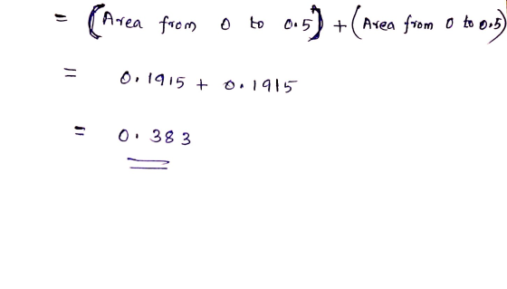 (Area from to 0.5 +(Area + ( Area from 0 to 0.5 u O. 1915 ton 1915 0383
