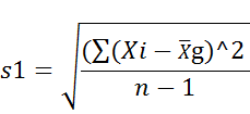 s1 = (E(Xi – Xg)^2 1 n
